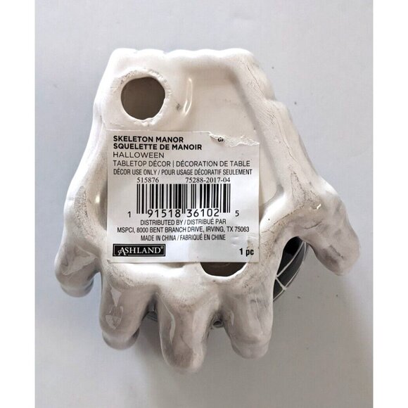 New Ashland Spiderweb Bowl Halloween Tabletop Decor Skeleton Hand Ceramic 5* 3" - Picture 4 of 5